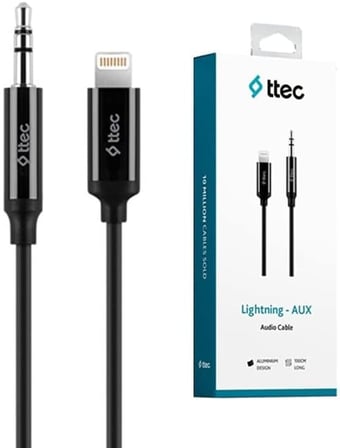 Aux to Lightning iPhone Ses Kablosu 100 cm, 1 metre Siyah 2 Yıl Garantili Yüksek Kalite - 2DK42S
