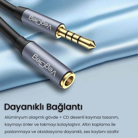 3.5mm TRSS Aux Kulaklık Mikrofon Ses Uzatma Kablosu 2 Metre