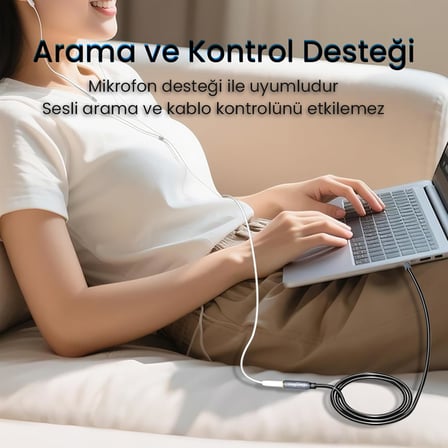 3.5mm TRSS Aux Kulaklık Mikrofon Ses Uzatma Kablosu 2 Metre