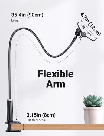 Flexible Esnek Yatak Masa Telefon Tutucu Siyah 90 cm