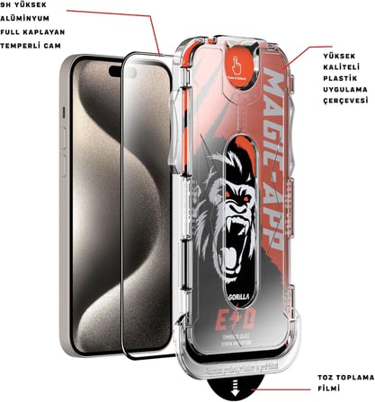 Klasse X-Gorilla iPhone 14 Pro Ekran Koruyucu Cam | 9H Kırılmaz Tam Kaplama, Tozsuz Uygulama ve Kırılmaz & Çizilmez (Şeffaf & Hayalet Seçenekleri)