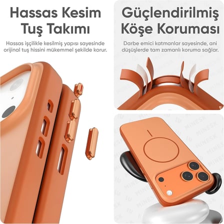 iPhone 17 Pro Max/18 Pro Max için Magsafe ile Uyumlu Kılıf Metal Tuşlu Çizilmelere ve Soyulmalara Karşı Dayanıklı Materyal, Dokulu Kenarlı Koruyucu (Lacivert, 17 Pro Max/18 Pro Max)