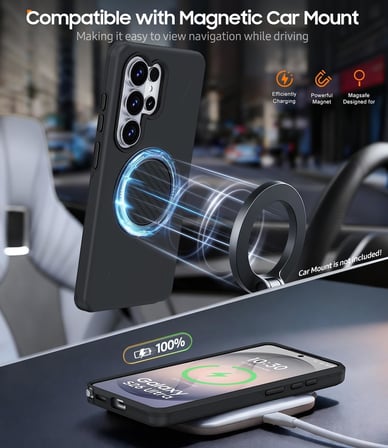 [Mag-Forge] Samsung Galaxy S26 Ultra için Kılıf 360° Dönebilen Standlı [MagSafe ile Uyumlu] S26 Ultra Koruyucu Güçlü Manyetikli PC+TPU Darbelere Dayanıklı Samsung S26 Ultra Kılıf (Siyah)