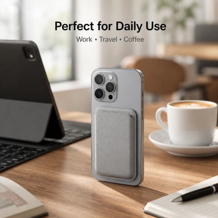 MagSafe Uyumlu Deri Kartlık Cüzdan - iPhone 17/16/15/14/13/12/11 Serisi Pro, Pro Max ve Plus için Güçlü Manyetik Telefon Arkası Kart Tutucu (Siyah)