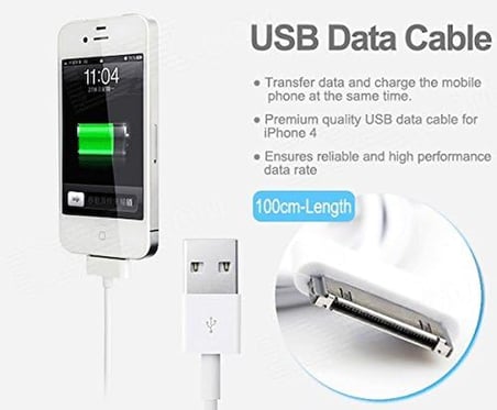 iPhone 4/S Hızlı Data ve Şarj&Şarj Kablosu, Beyaz