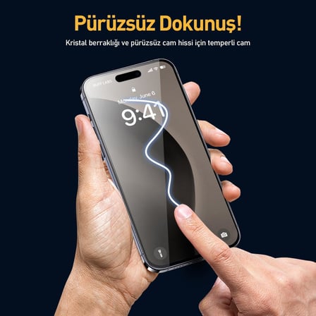 iPhone 16 Serisi ile Uyumlu 5D EasyFit 2 Adet Kolay Uygulama Aparatlı Ekran Koruyucu Temperli Cam, iPhone 16 Pro Max, Şeffaf