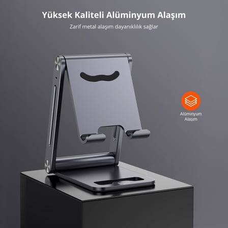 Alüminyum Katlanabilir Metal Masaüstü Telefon Tutucu Standı Uzay Grisi