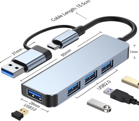 USB ÇOĞALTICI DÖNÜŞTÜRÜCÜ Adaptör Port Type C USB 3.0 Hub For Mac Book Pro Air Otg USB 3.0 Adapter Type-C Çevirici USB Hub - (KALİTELİ VE HIZLI) (4 in 1 Otg)
