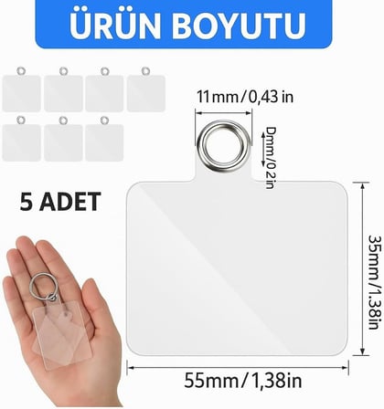 Telefon Boyun Askı Aparatı 5'li Paket, Universal – Şeffaf