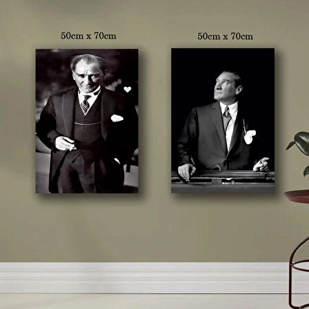 atatürk resimleri kanvas tuval tablo resim 2 adet 50x70 HD baskı