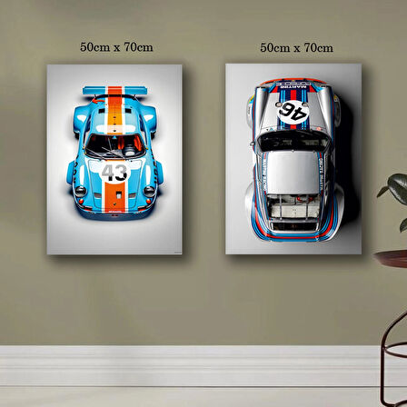 spor yarış rally arabaları kanvas tuval tablo resim 2 adet 50x70 HD baskı