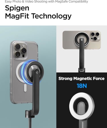 Kablosuz Bluetooth Selfie Çubuğu MagSafe ile Uyumlu Uzaktan Kumandalı Tripod / 1.2 Metre Kolay Taşınabilir Mag Fit S580W Black - AMP07659