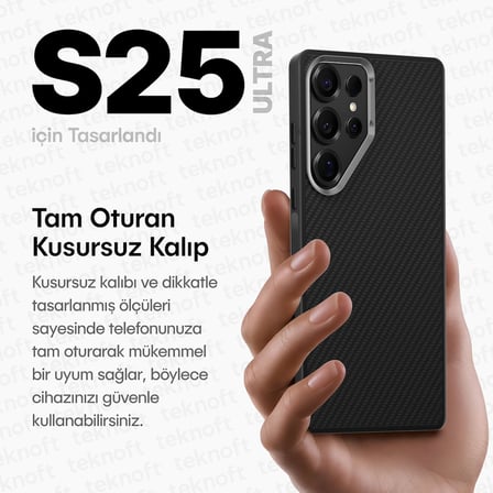 Samsung Galaxy S25 Ultra için Karbon Serisi Ultra Güçlü Metal Tuşlu ve Lens Çerçeveli Darbe Emici Karbon Fiber Görünümlü Silikon Kılıf (Siyah, Galaxy S25 Ultra)