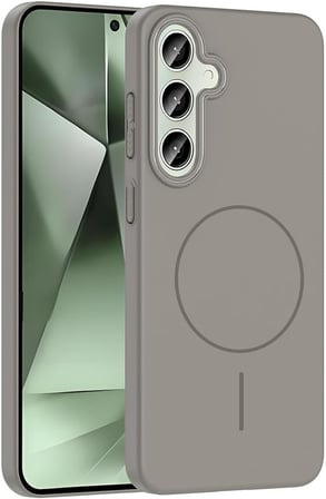 Samsung Galaxy S24 FE ile Uyumlu Kılıf Gri Yuby Kablosuz Şarj Özellikli Sert Kapak (Samsung Galaxy S24 FE ile Uyumlu, Gri)