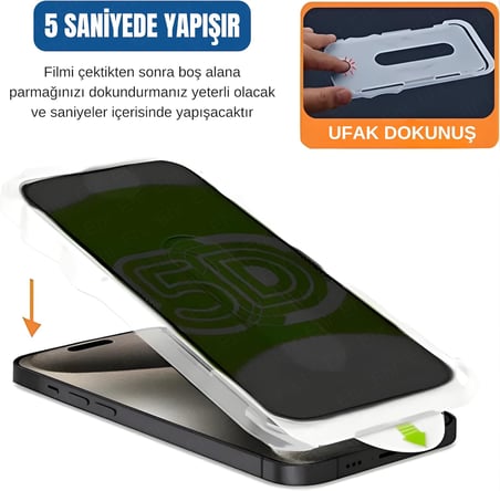 iPhone 17 Pro Max ile Uyumlu Gizlilik Filtreli Darbelere Karşı Maksimum Koruma Sağlayan ve Kolay Uygulama Aparatlı Toz Bırakmayan Hayalet Cam (iPhone 17 Pro Max)