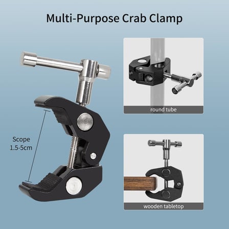 Ayarlanabilir Eklemli Sihirli Kol Kelepçe ve Telefon Tutucu Klipsli Masa Montajı, Masa Standı, Cep Telefonu Tripod (3 arms+kelepçe+Klip)