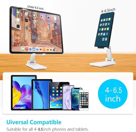 Cep Telefonu Standı, Katlanır Masaüstü Telefon Standı, Açı Yüksekliği Ayarlanabilir Cep Telefonu Tutacağı, Masa, Ofis, Tablet Standı Tüm iPhone, iPad, Samsung, 4-10" Cep Telefonu ve Tablet ile Uyumlu