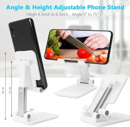 Cep Telefonu Standı, Katlanır Masaüstü Telefon Standı, Açı Yüksekliği Ayarlanabilir Cep Telefonu Tutacağı, Masa, Ofis, Tablet Standı Tüm iPhone, iPad, Samsung, 4-10" Cep Telefonu ve Tablet ile Uyumlu