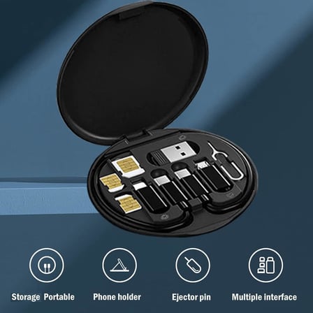 USB Adaptör Kablosu Dönüştürme Saklama Kutusu Çok Ti Şarj tı Dönüştürücü Lightning Tip C Mikro Veri Aktarım Aracı Sim Kart Yuvası İçerir Tepsi Çıkarma Pimi Telefon Tutucu olarak Klanın