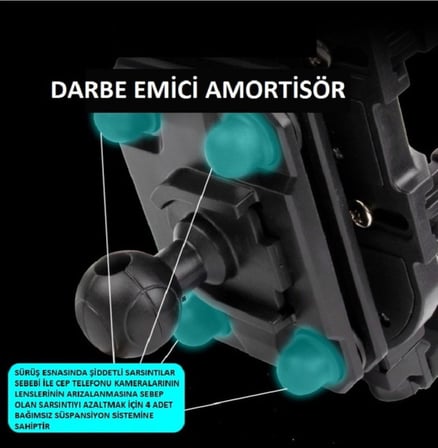 Titreşim Önleyici Gidon Telefon Tutucu Bisiklet Motosiklet ve Scooter,Ayarlanabilir Kelepçe Mekanizması Dayanıklı ABS & Paslanmaz Çelik Yapı, MT-B, Siyah