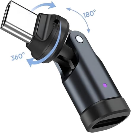Alfais 0960 USB Type-C OTG Çevirici Adaptör 540° Döner PD240W 5A Şarj Veri Dönüştürücü 360 derece dönebilen gövde ve 180 derece bükülebilen başlık ile kablo kırılmalarına son