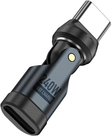 Alfais 0960 USB Type-C OTG Çevirici Adaptör 540° Döner PD240W 5A Şarj Veri Dönüştürücü 360 derece dönebilen gövde ve 180 derece bükülebilen başlık ile kablo kırılmalarına son