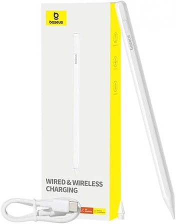 Kablosuz ve Kablo Şarjlı Aktif Stylus Pürüzsüz Yazı Serisi (Beyaz)