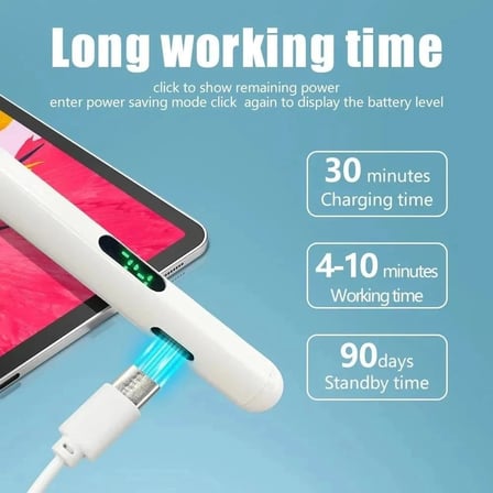 Universal Dokunmatik Stylus Kalem LED Göstergeli Manyetik Gövdeli Type-C Şarjlı Hassas Uçlu Çizim ve Not Alma Kalemi Tüm Touchscreen Cihazlarla iPad ile Uyumlu | ZR61 (Siyah)