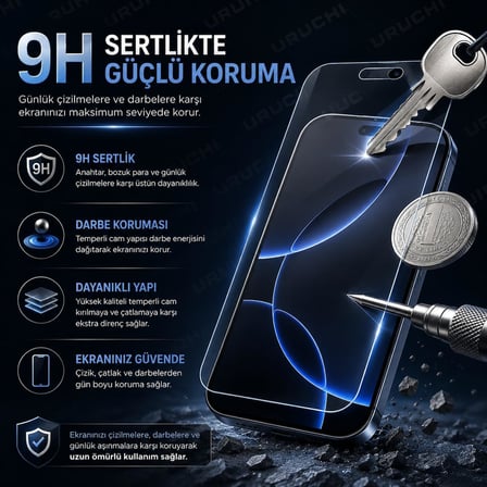Cam Ekran Koruyucu HD Görüntü Tamperli Cam, Darbeye Dayanıklı Dinamik Çerçeve Uyumlu, Kılıf Dostu(Çerçeve yok) (URUCHIIPHONECLEARGLASS, Samsung A37 / A57)