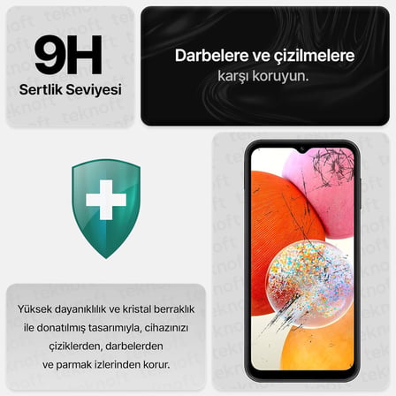 Samsung Galaxy A14 için Ekstra Güçlü Tam Koruma Sağlayan 9H Sertliğinde Leke ve Parmak İzi Tutmayan HD Görüntü Sağlayan Premium Ekran Koruyucu Kırılmaz Cam (Galaxy A14)