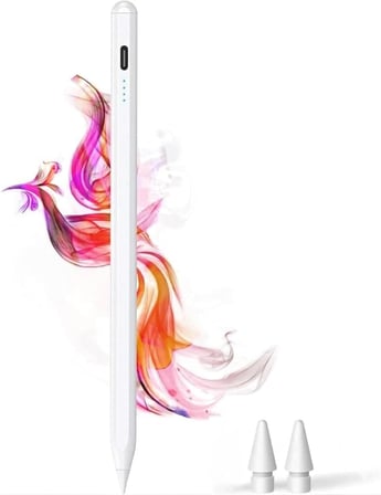 iPad(2018-2026) için Stylus Tablet Kalem 2018 Sonrası Tüm iPad Modellerinine Uyumlu Eğim Sensörlü Avuç İçi Reddi Aktif Stylus Kalem (Beyaz)
