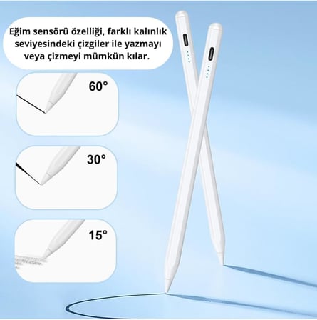 iPad(2018-2026) için Stylus Tablet Kalem 2018 Sonrası Tüm iPad Modellerinine Uyumlu Eğim Sensörlü Avuç İçi Reddi Aktif Stylus Kalem (Beyaz)