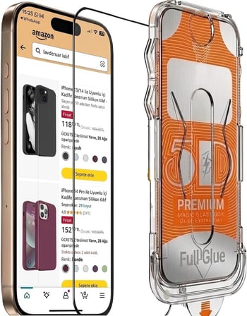 iPhone 15 İle Uyumlu Ekran Koruyucu Hizalama Aparatlı Toz Bırakmayan Temperli Kırılmaz Cam Koruma MagicBox