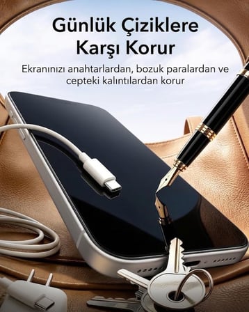 iPhone 15 İle Uyumlu Ekran Koruyucu Hizalama Aparatlı Toz Bırakmayan Temperli Kırılmaz Cam Koruma MagicBox