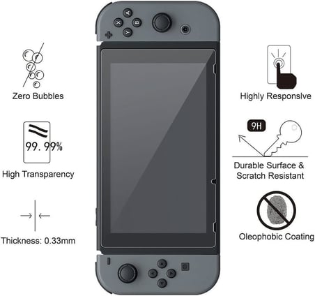 Ekran Koruyucu (2 Paket) Nintendo Switch ile çalışır - Şalter için Temperli Cam Ekran Koruyucu Kapak Aksesuarı, 9H Sertlik, Çizilmez, Premium Berraklık, Kabarcıksız Kurulum