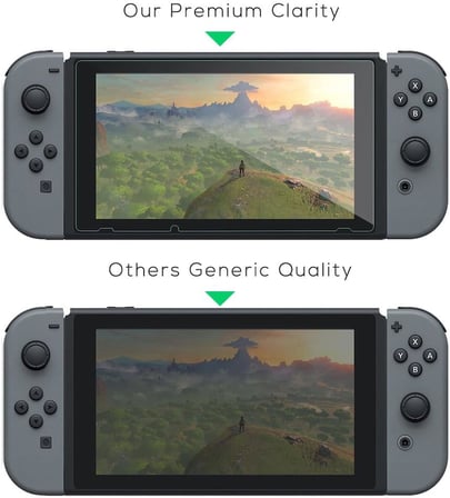 Ekran Koruyucu (2 Paket) Nintendo Switch ile çalışır - Şalter için Temperli Cam Ekran Koruyucu Kapak Aksesuarı, 9H Sertlik, Çizilmez, Premium Berraklık, Kabarcıksız Kurulum