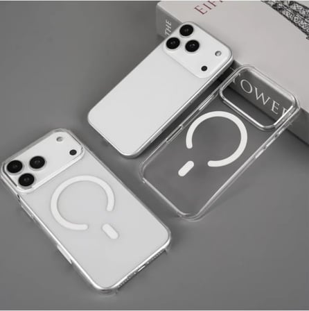 iPhone 17 ile Uyumlu IC Çipli Animasyonlu M-Safe Sararmaz PC Premium Slim Şeffaf Kılıf