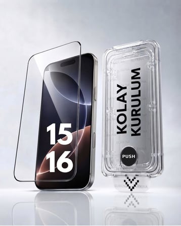 [SAPPHIRE CAM,KOLAY UYGULAMA SET] iPhone 15,16 ile Tam Uyumlu EXTRA HD,Safir Cam,Otomatik Aparat Seti,Ahize Korumalı,Tam Kaplayan, İnce Çerçeve,iPhone Ekran Koruyucu