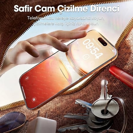 [SAPPHIRE CAM,KOLAY UYGULAMA SET] iPhone 15,16 ile Tam Uyumlu EXTRA HD,Safir Cam,Otomatik Aparat Seti,Ahize Korumalı,Tam Kaplayan, İnce Çerçeve,iPhone Ekran Koruyucu