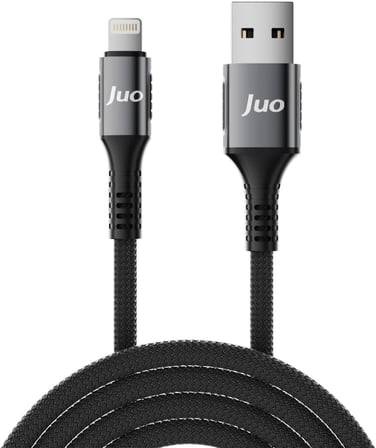 12W 2.4A USB-A to Lightning iPhone iPad ile Uyumlu Örgülü Hızlı Şarj ve Data Kablosu 2 Metre