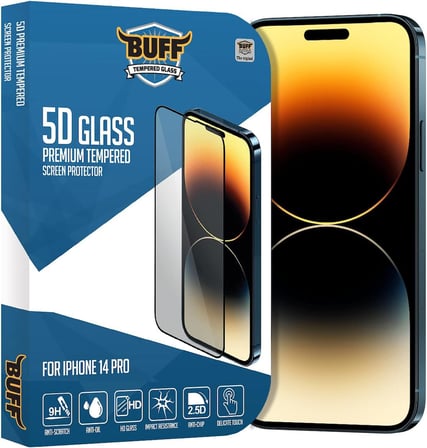 Buff iPhone 14 Pro 5D Glass Ekran Koruyucu, Çok Renkli