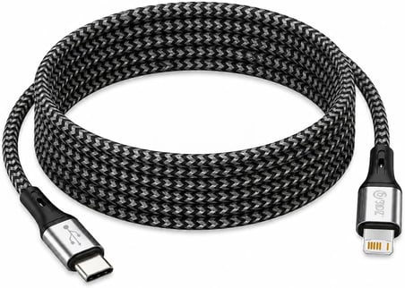 ByDiz Premium Örgülü USB-C - Lightning 1,5 m 27W Hızlı Şarj Kablosu, iPhone 14/13/12/11, iPad, AirPods Uyumlu, Siyah