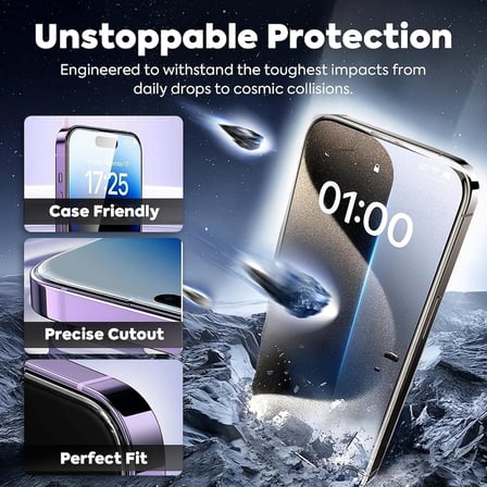 iPhone 16 Pro Uyumlu Ekran Koruyucu - 9H Temperli Cam, Gizlilik Filtreli, 2’li Paket