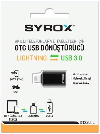 DT25UL Lightning - USB 3.0 OTG Dönüştürücü - Siyah