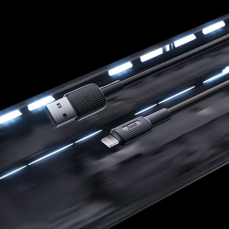 12W 2.4A USB-A to Lightning iPhone iPad ile Uyumlu Silikon Hızlı Şarj ve Data Kablosu Siyah 2 Metre
