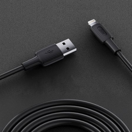 12W 2.4A USB-A to Lightning iPhone iPad ile Uyumlu Silikon Hızlı Şarj ve Data Kablosu Siyah 2 Metre