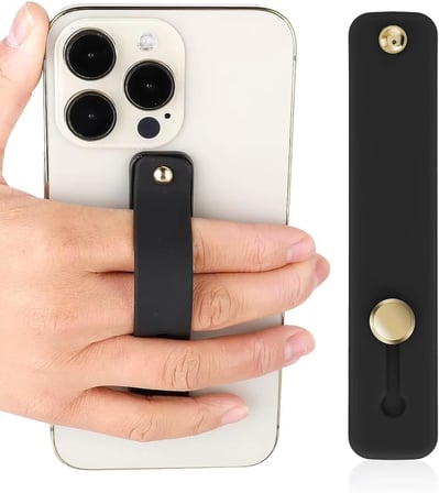 Cep Telefonu Kılıfı Bandı Kayışlı Silikon Tutamaç Telefon Tutucu Yatay Stand Sticker Siyah