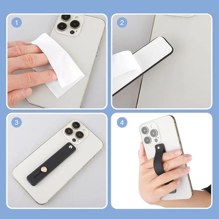 Cep Telefonu Kılıfı Bandı Kayışlı Silikon Tutamaç Telefon Tutucu Yatay Stand Sticker Siyah