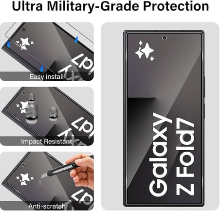 Samsung Galaxy Z Fold 7 ile Uyumlu Ön Ve Arka 2in1 Ekran Koruyucu Goril Cam Anti AF HD Görüntü Özellikli