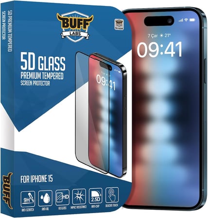 iPhone 15 ile Uyumlu 5D Glass Ekran Koruyucu